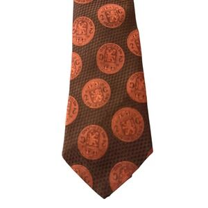 VTG.‎ 60s Beau Brummell Necktie Mens Brown Dutch Coin Print Nederland TIe